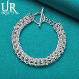 925 Silver Multi-Ring Chain Bracelet Women Wedding Jewelry