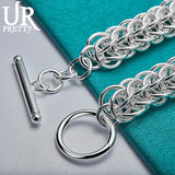 925 Silver Multi-Ring Chain Bracelet Women Wedding Jewelry