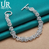 925 Sterling Silver Multi-ring Chain Bracelet for Men Women