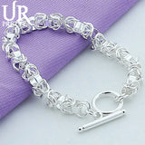925 Sterling Silver Multi-ring Chain Bracelet for Men Women