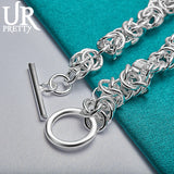 925 Sterling Silver Multi-ring Chain Bracelet for Men Women