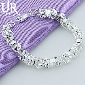 925 Silver Multi-ring Chain Bracelet Wedding Engagement Party Jewelry