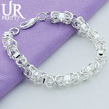 925 Silver Multi-ring Chain Bracelet Wedding Engagement Party Jewelry