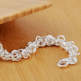925 Silver Multi-ring Chain Bracelet Wedding Engagement Party Jewelry