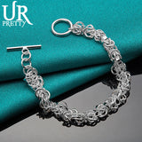 925 Silver Multi-ring Chain Bracelet Wedding Engagement Party Jewelry