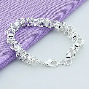 925 Silver Multi-ring Chain Bracelet Wedding Engagement Party Jewelry