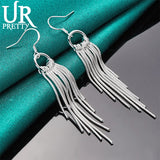 925 Silver Snake Chains Drop Earring for Women Wedding