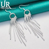 925 Silver Snake Chains Drop Earring for Women Wedding