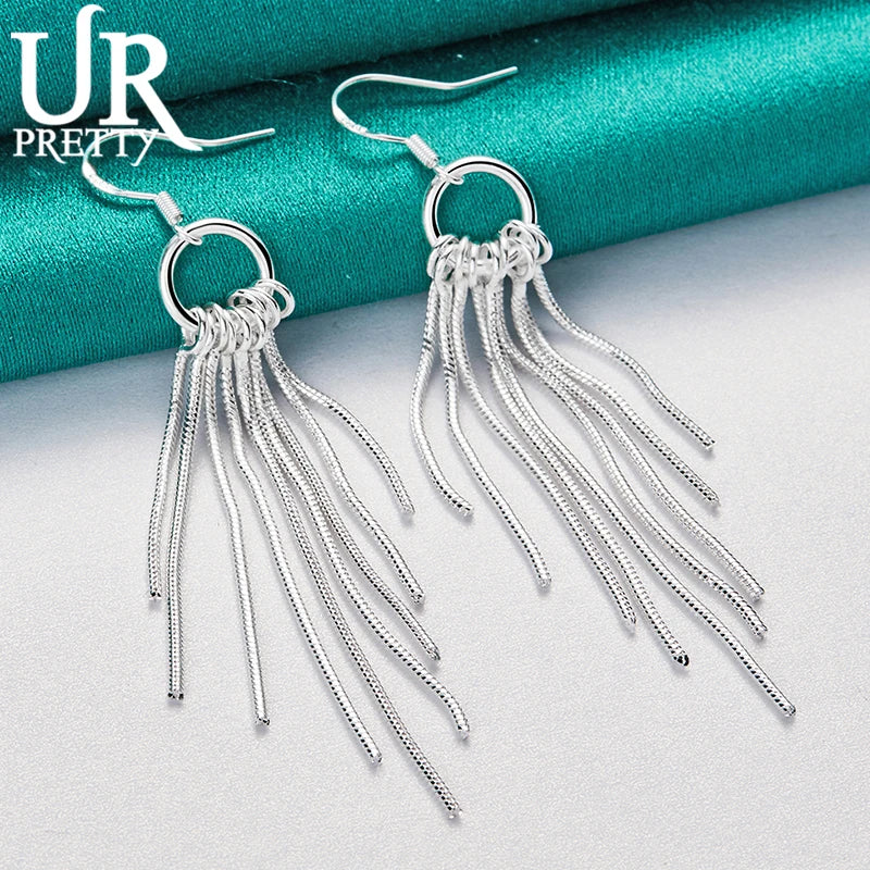 925 Silver Snake Chains Drop Earring for Women Wedding