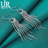 925 Silver Snake Chains Drop Earring for Women Wedding