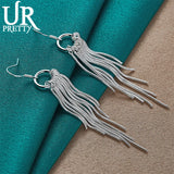 925 Silver Snake Chains Drop Earring for Women Wedding