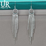 925 Silver Snake Chains Drop Earring for Women Wedding