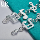 925 Silver Musical Note Chain Bracelet Wedding Jewelry