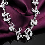 925 Silver Musical Note Chain Bracelet Engagement Wedding Charm Jewelry