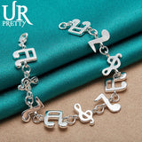 925 Silver Musical Note Chain Bracelet Wedding Jewelry