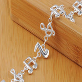 925 Silver Musical Note Chain Bracelet Engagement Wedding Charm Jewelry
