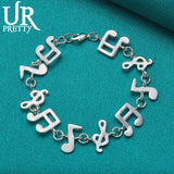 925 Silver Musical Note Chain Bracelet Wedding Jewelry