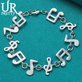 925 Silver Musical Note Chain Bracelet Wedding Jewelry