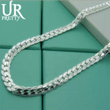 925 Silver Necklace 6MM Flat Snake Link Chain Collar for Men Women