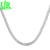 925 Silver Necklace 6MM Flat Snake Link Chain Collar for Men Women