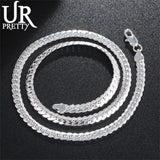 925 Silver Necklace 6MM Flat Snake Link Chain Collar for Men Women