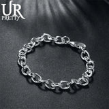 925 Silver O-Shape Bracelet Wedding Engagement Party Jewelry