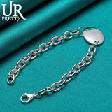 925 Silver Oval Chain Bracelet Engagement Wedding Jewelry