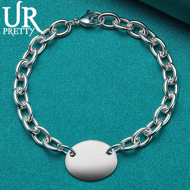 925 Silver Oval Chain Bracelet Engagement Wedding Jewelry
