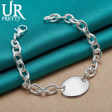 925 Silver Oval Chain Bracelet Engagement Wedding Jewelry
