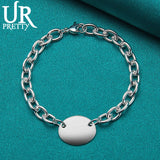 925 Silver Oval Chain Bracelet Engagement Wedding Jewelry