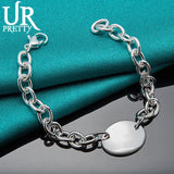 925 Silver Oval Chain Bracelet Engagement Wedding Jewelry