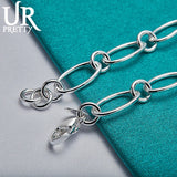 925 Silver Oval Chain Bracelet Wedding Party Charm Jewelry