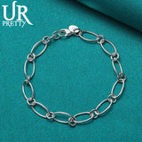 925 Silver Oval Chain Bracelet Wedding Party Charm Jewelry