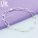 925 Silver Oval Chain Bracelet Wedding Party Charm Jewelry