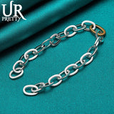 925 Silver Oval Multi-circle Chain Bracelet Wedding Charm Jewelry