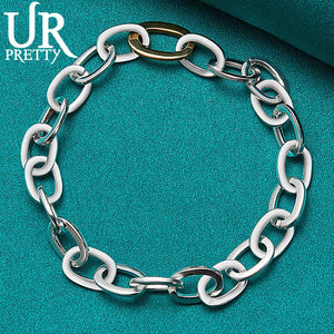 925 Silver Oval Multi-circle Chain Bracelet Wedding Charm Jewelry