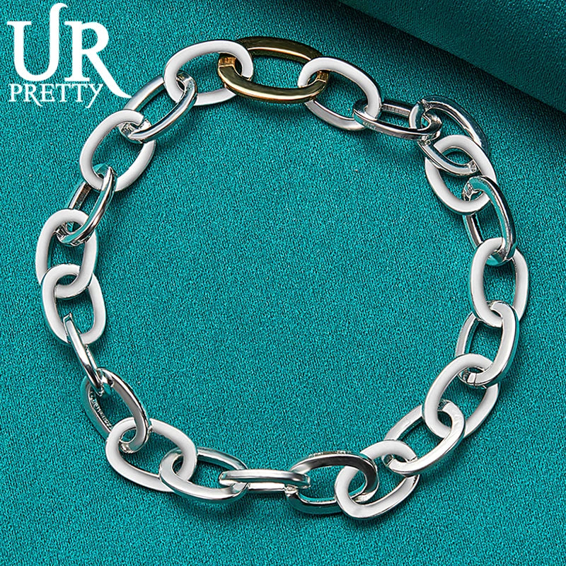 925 Silver Oval Multi-circle Chain Bracelet Wedding Charm Jewelry