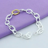 925 Silver Multi-circle Chain Bracelet Wedding Charm Jewelry