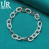 925 Silver Multi-circle Chain Bracelet Wedding Charm Jewelry