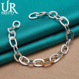 925 Silver Oval Multi-circle Chain Bracelet Wedding Charm Jewelry