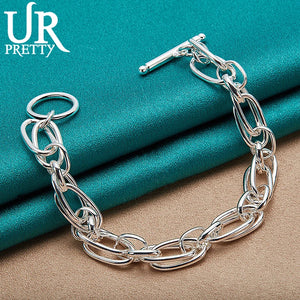 925 Silver Multi-ring Chain Bracelet Women Wedding Charm Jewelry