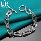 925 Silver Multi-ring Chain Bracelet Women Wedding Charm Jewelry