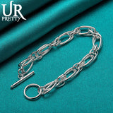925 Silver Multi-ring Chain Bracelet Women Wedding Charm Jewelry