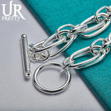 925 Silver Multi-ring Chain Bracelet Women Wedding Charm Jewelry