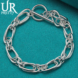 925 Silver Multi-ring Chain Bracelet Women Wedding Charm Jewelry