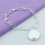 925 Silver Oval Photo Frame Chain Bracelet Wedding Engagement Party