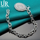 925 Silver Photo Frame Chain Bracelet Wedding Party Jewelry