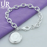925 Silver Photo Frame Chain Bracelet Wedding Party Jewelry