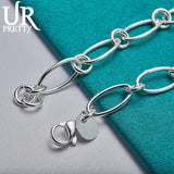 925 Sterling Silver Oval Photo Frame Chain Bracelet