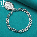 925 Silver Photo Frame Chain Bracelet Wedding Party Jewelry